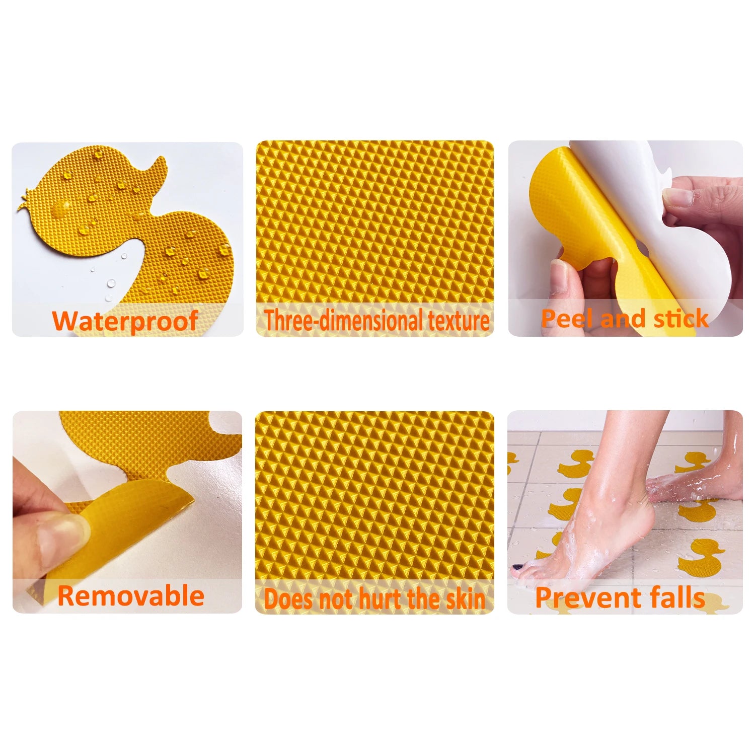 10pcs Duck Design Anti-slip Shower Tread Sticker Bathtub Non-slip Tape For Children's floor Stairs Steps Bathroom
