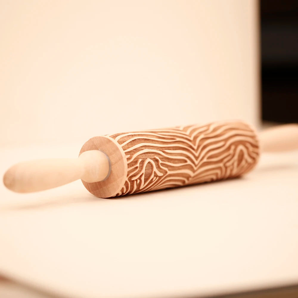 Arjmide 35X4.5CM European Retro Flower Window Grilles Deep Engraved Wooden Embossed Cookies Rolling Pin for Baking 3D Mold ZM006