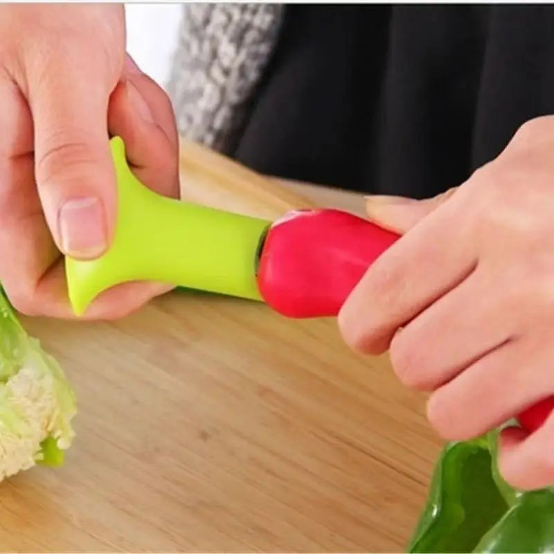 BONIETOP 2 in 1 Pepper Seed Picker Creative Cutting Vegetables Fruits Kitchen Tool Core Digger Reuse