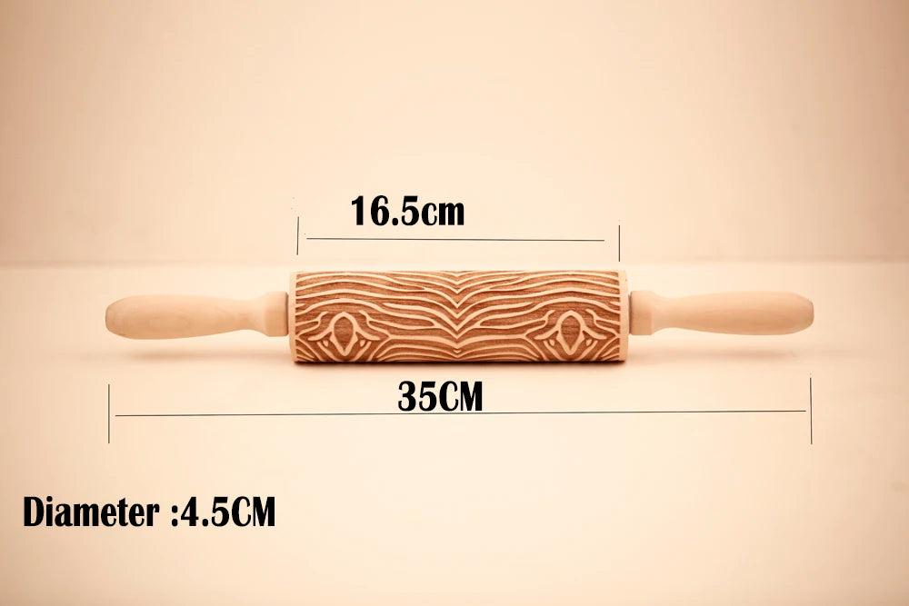Arjmide 35X4.5CM European Retro Flower Window Grilles Deep Engraved Wooden Embossed Cookies Rolling Pin for Baking 3D Mold ZM006