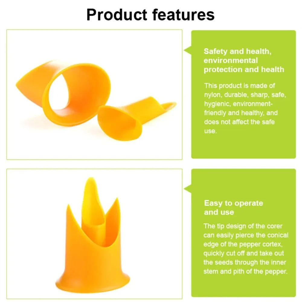 BONIETOP 2 in 1 Pepper Seed Picker Creative Cutting Vegetables Fruits Kitchen Tool Core Digger Reuse