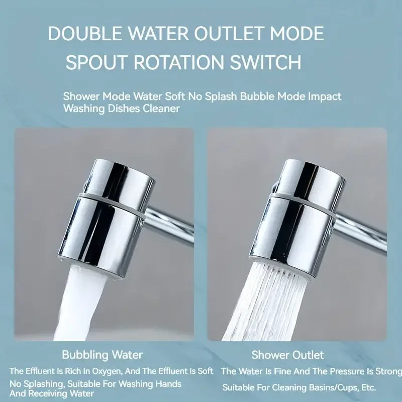 1080° Swivel Faucet Extender Universal Splash-Proof Dual Spray Modes Rust-Proof Bathroom Sink Accessories with Adapter