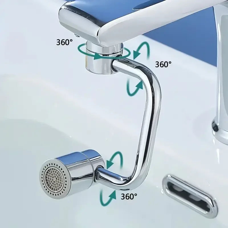 1080° Swivel Faucet Extender Universal Splash-Proof Dual Spray Modes Rust-Proof Bathroom Sink Accessories with Adapter