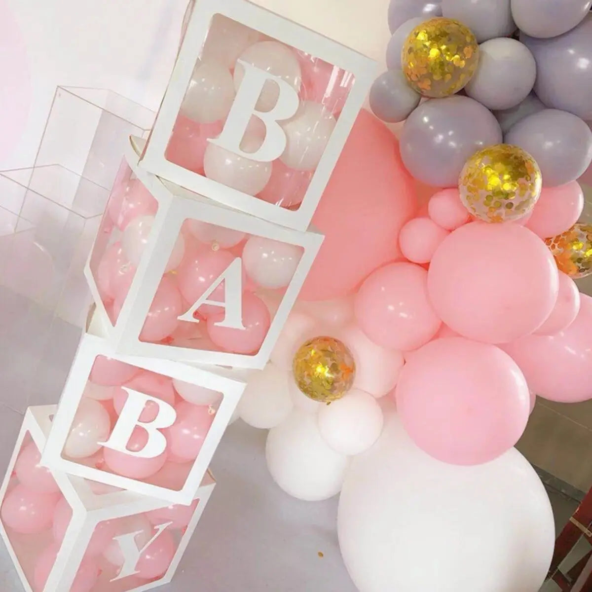 Letter Balloon Box First 1st Birthday Party Decor Kids Girl Boy Baby Shower One 1 Year Old birthday Decor Wedding Party Supplies