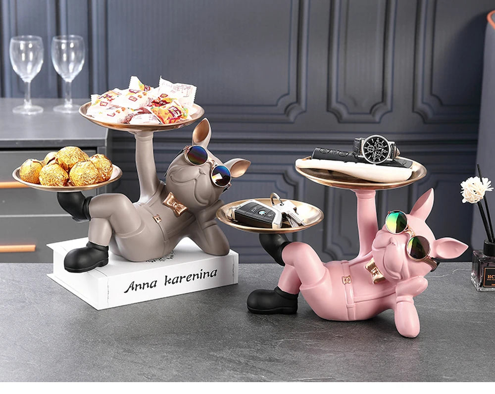 Bulldog Animal Figurines Cool Dog Statue Sculpture Living  Study Room Bedroom Decor Home Interior Decoration Accessories