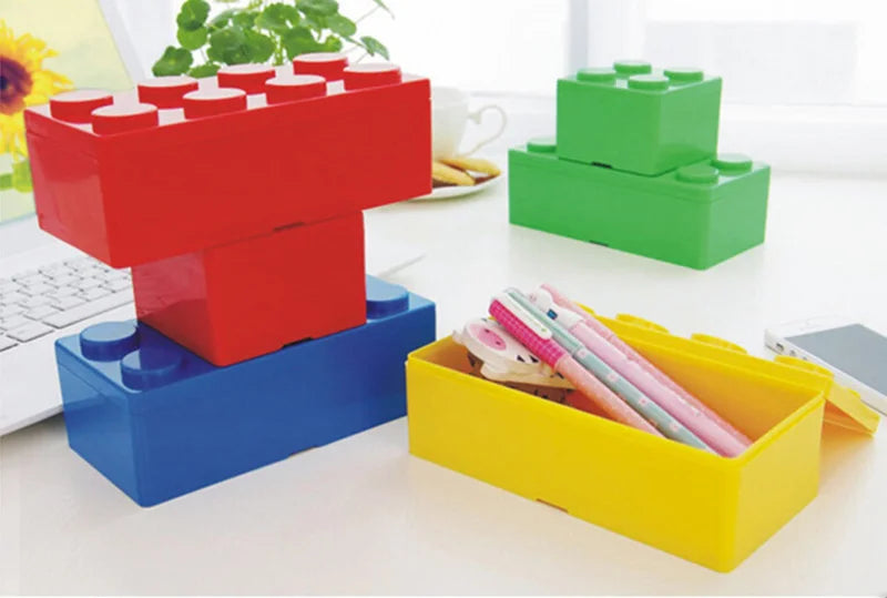 Building Blocks Storage Box Desktop Makeup Cosmetic Box Space Saving Office Storage Box for Jewelry Sundries Pen