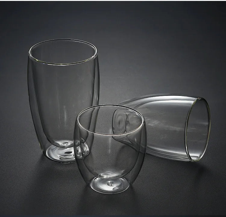 Double Wall Glass Cup Heat Insulation Transparent Handmade Tea Drink Cups MINI Whisky glasses Espresso Coffee Mug