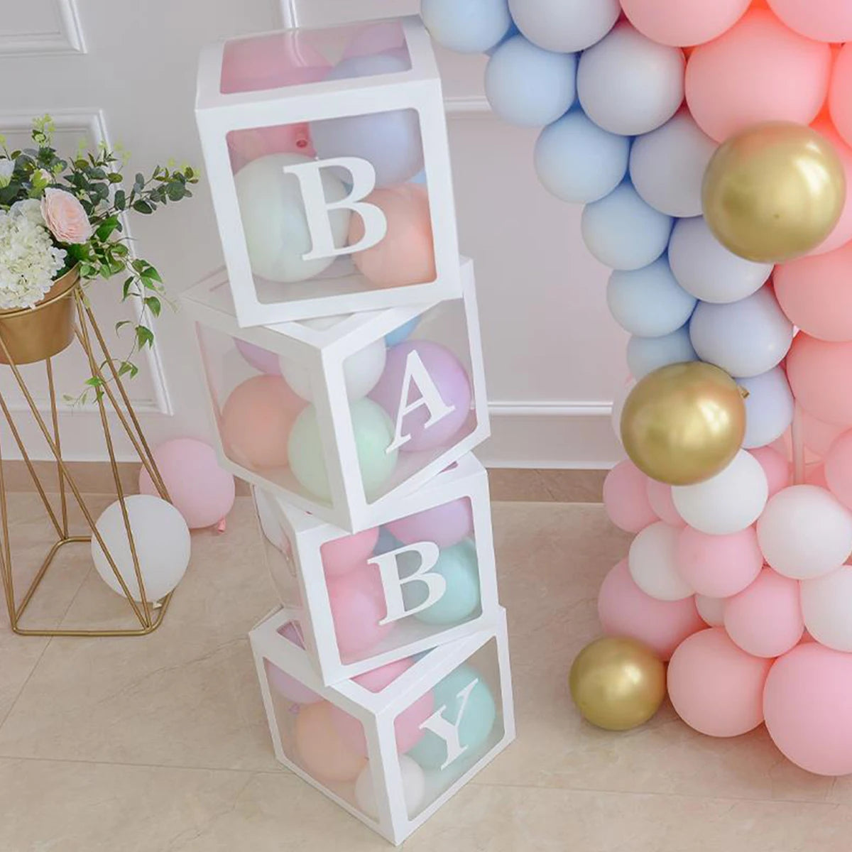 Letter Balloon Box First 1st Birthday Party Decor Kids Girl Boy Baby Shower One 1 Year Old birthday Decor Wedding Party Supplies