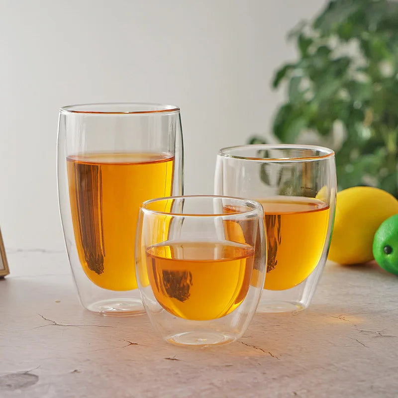Double Wall Glass Cup Heat Insulation Transparent Handmade Tea Drink Cups MINI Whisky glasses Espresso Coffee Mug