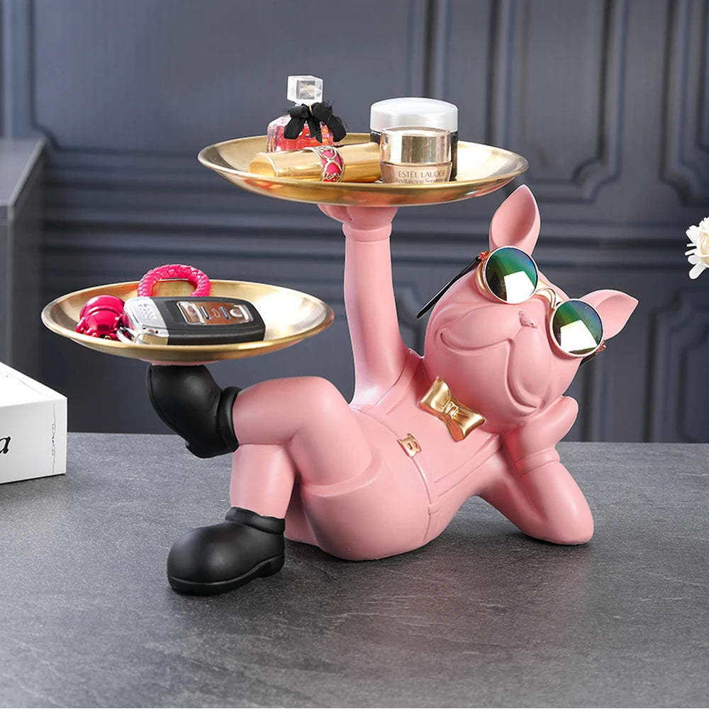 Bulldog Animal Figurines Cool Dog Statue Sculpture Living  Study Room Bedroom Decor Home Interior Decoration Accessories