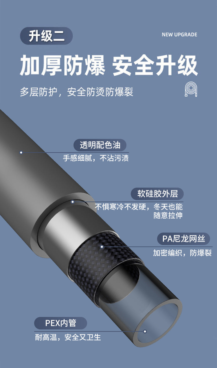 New 1.5/2/3M Silicone Shower Head Hose Flexible Anti-Winding Pipe High Pressure Powerful Shower Tube Bathroom Faucte Accessories