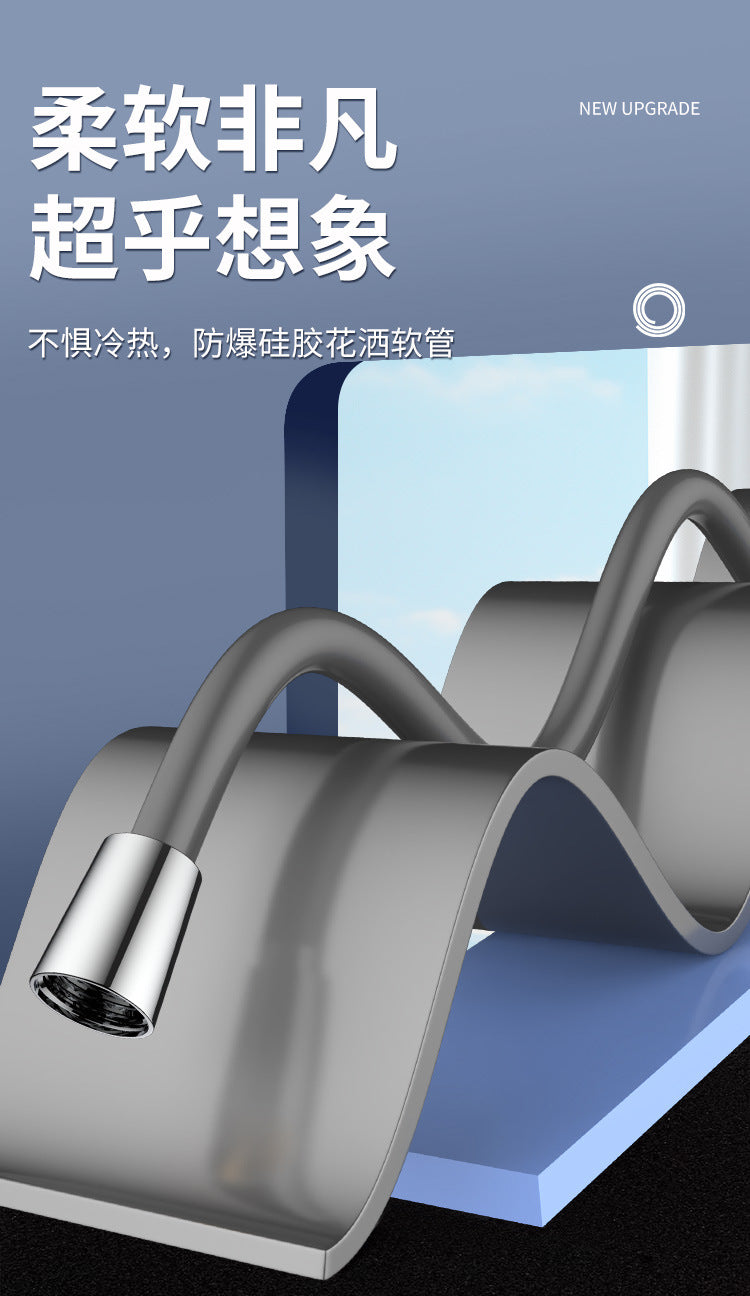 New 1.5/2/3M Silicone Shower Head Hose Flexible Anti-Winding Pipe High Pressure Powerful Shower Tube Bathroom Faucte Accessories