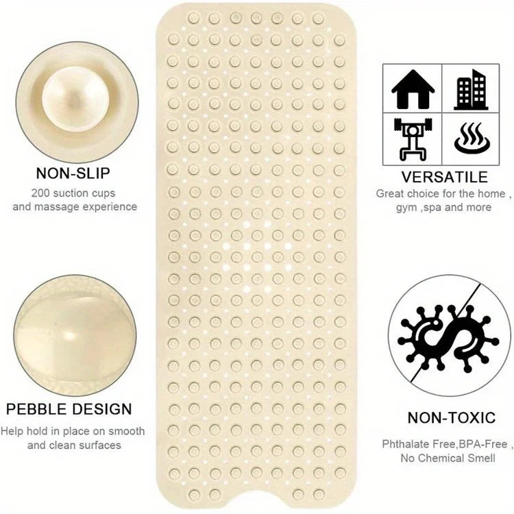 1Pc non-slip shower mat bathtub mat with drain holes and suction cups machine washable household bathroom shower carpet bathroom