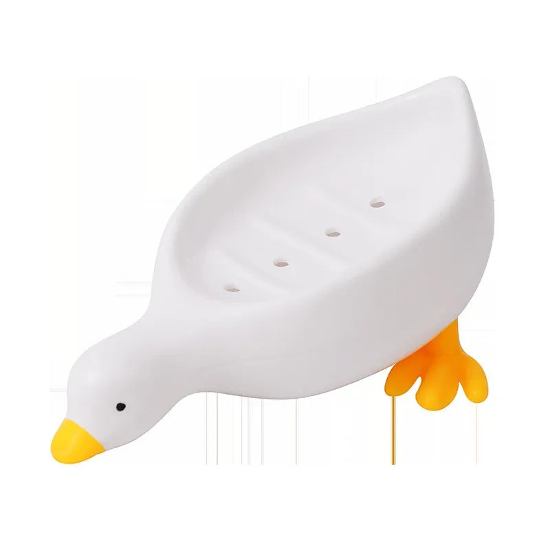 Soap Tray Self-draining Soap Rack Cute Duck-shaped Creative Rack for Shower Bathroom Kitchen Tub Sink Tray Bracket Bathroom