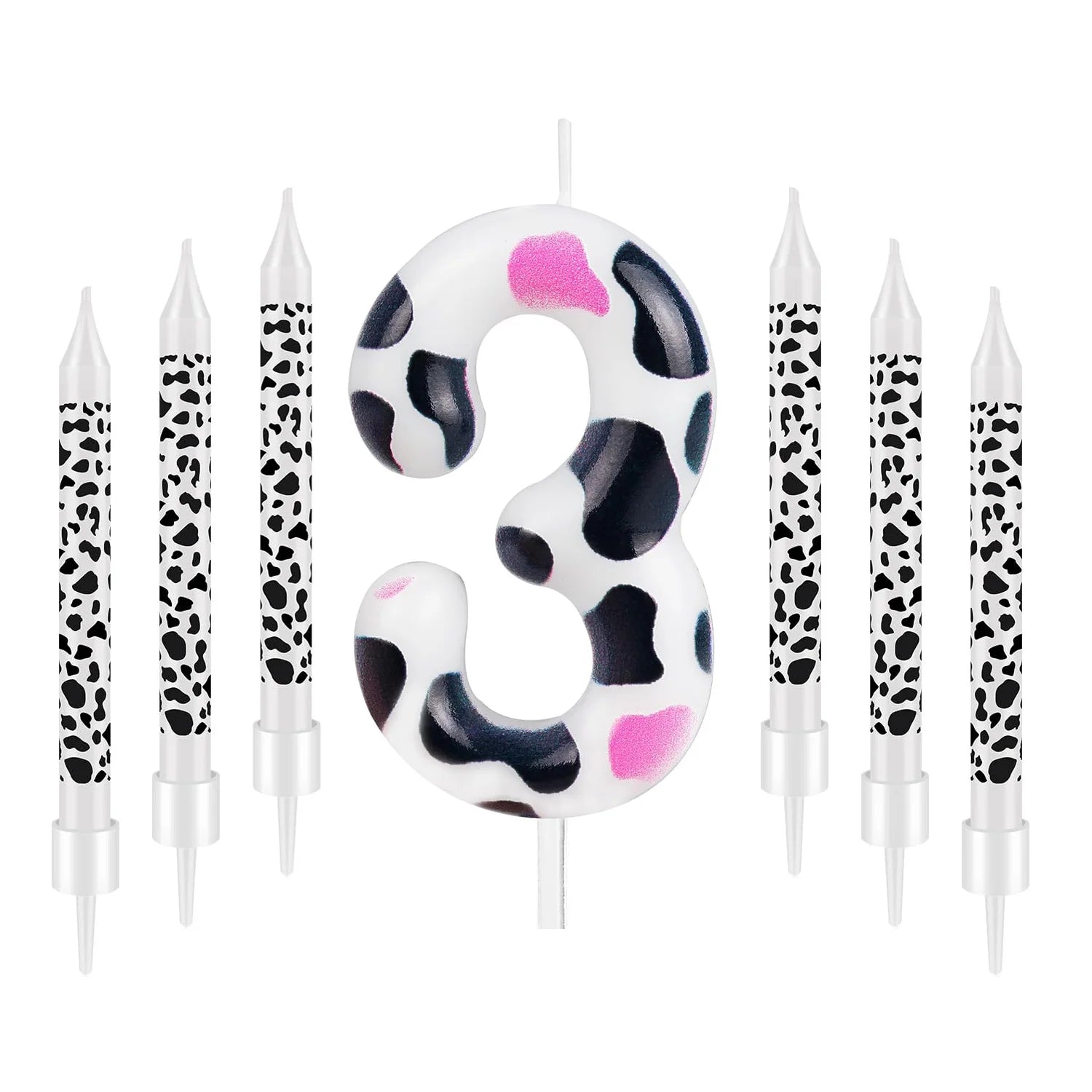 7pcs Birthday Number Candle,Pink Cow Birthday Candles Cow Im One Birthday Decorations,Cowgirl Theme Girls Birthday Party Décor