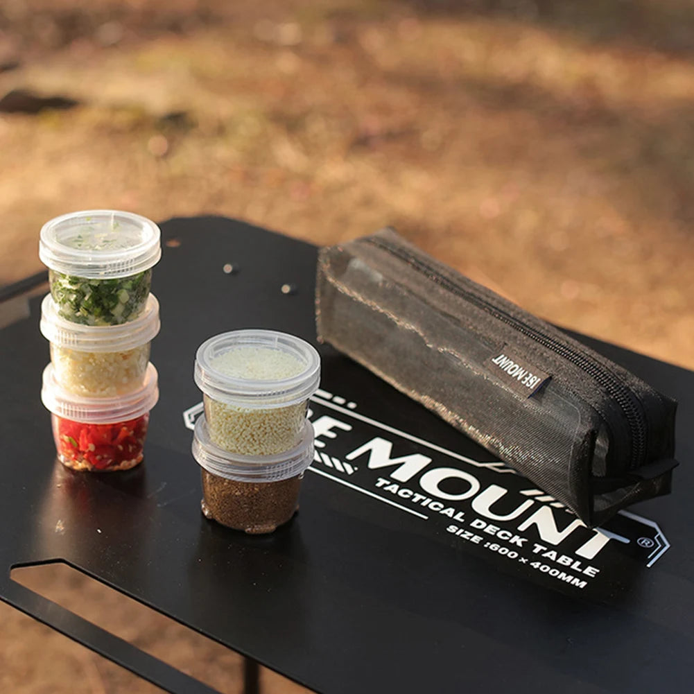 Camping Spice Kit With 5 Clear Seasoning Bottles Condiment Container Portable Travel Spice Container For Picnic Cooking Barbecue
