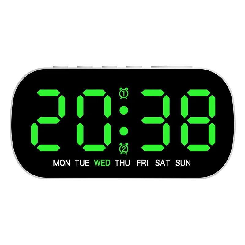 Digital Alarm Clock USB Powered Temperature Date Week Dual Alarm Night Mode Snooze Clock 5 Levels of Brightness 12/24H LED Clock