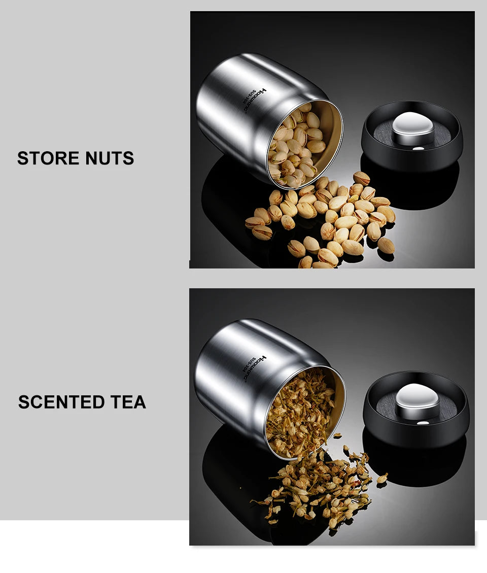 Vacuum sealed tank Coffee bean storage tank Household 304 stainless steel food storage Jars moisture-proof sealed container