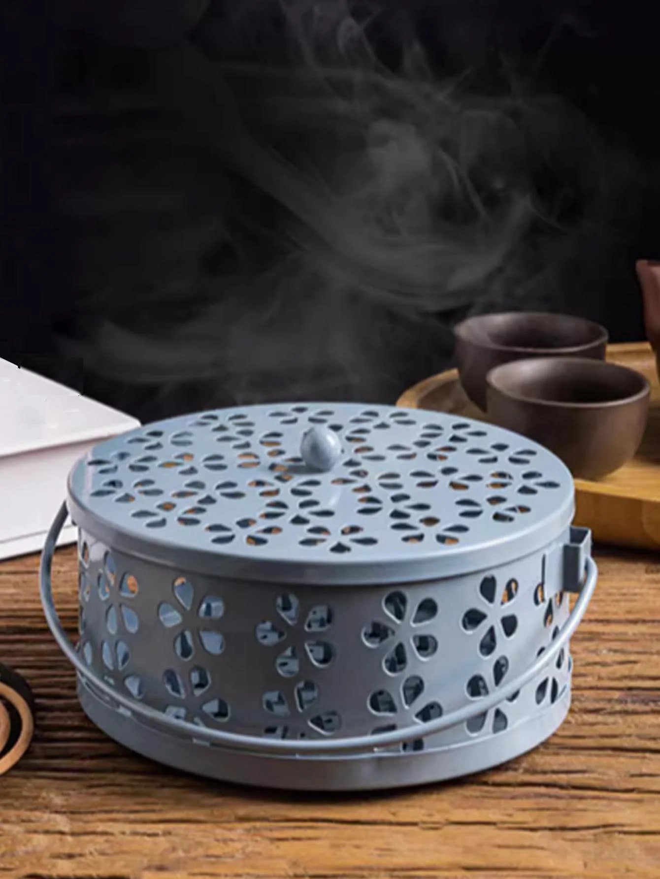 Mosquito-repellent fireproof mosquito-repellent household with cover wrought iron sandalwood mosquito incense burner