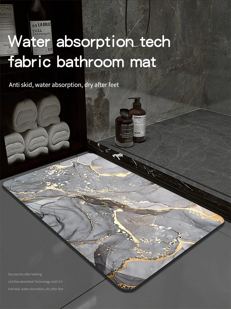 Diatomite Bath Mats Bathroom Absorbent Anti Slip Floor Mat Foot Carpet Quick Dry Shower Toilet Rug Doormat Washable