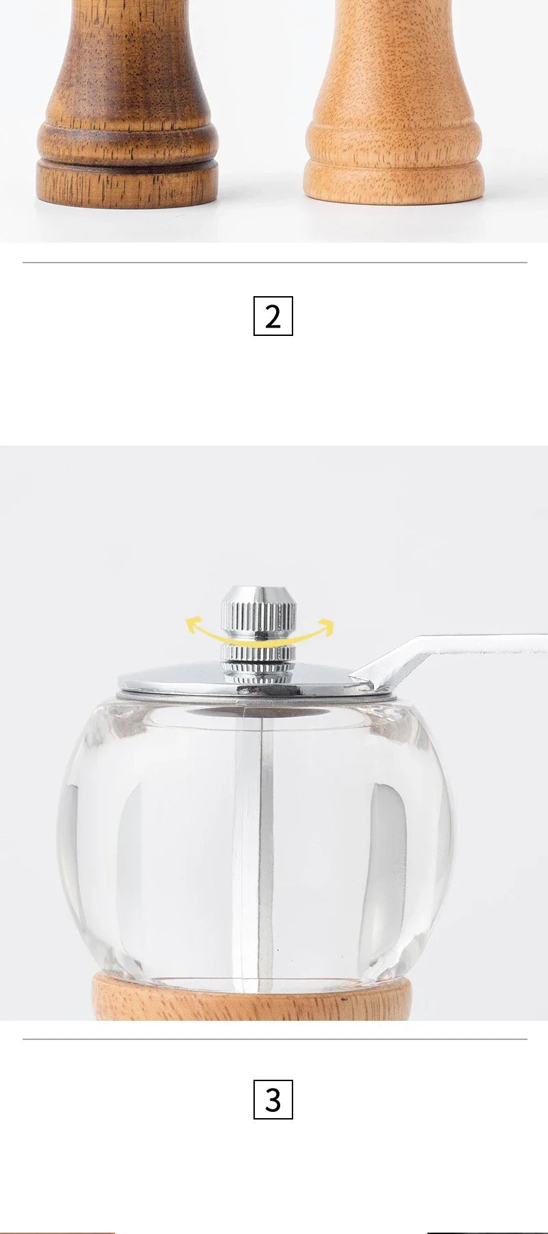 Pepper Grinder Multifunctional Grinder Hand Crank Grinder Sea Salt Pepper Cumin Solid Wood Kitchen Solid Seasoning Tools