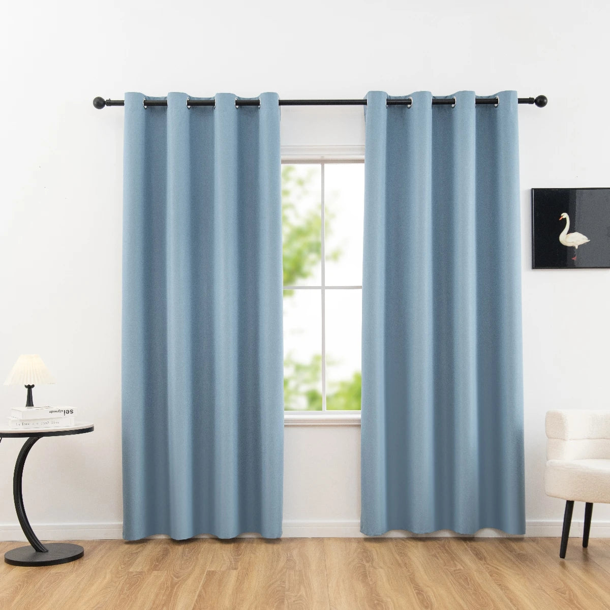 1pc Solid Blackout Curtains with Grommets, Total Privacy Drapes for Bedroom