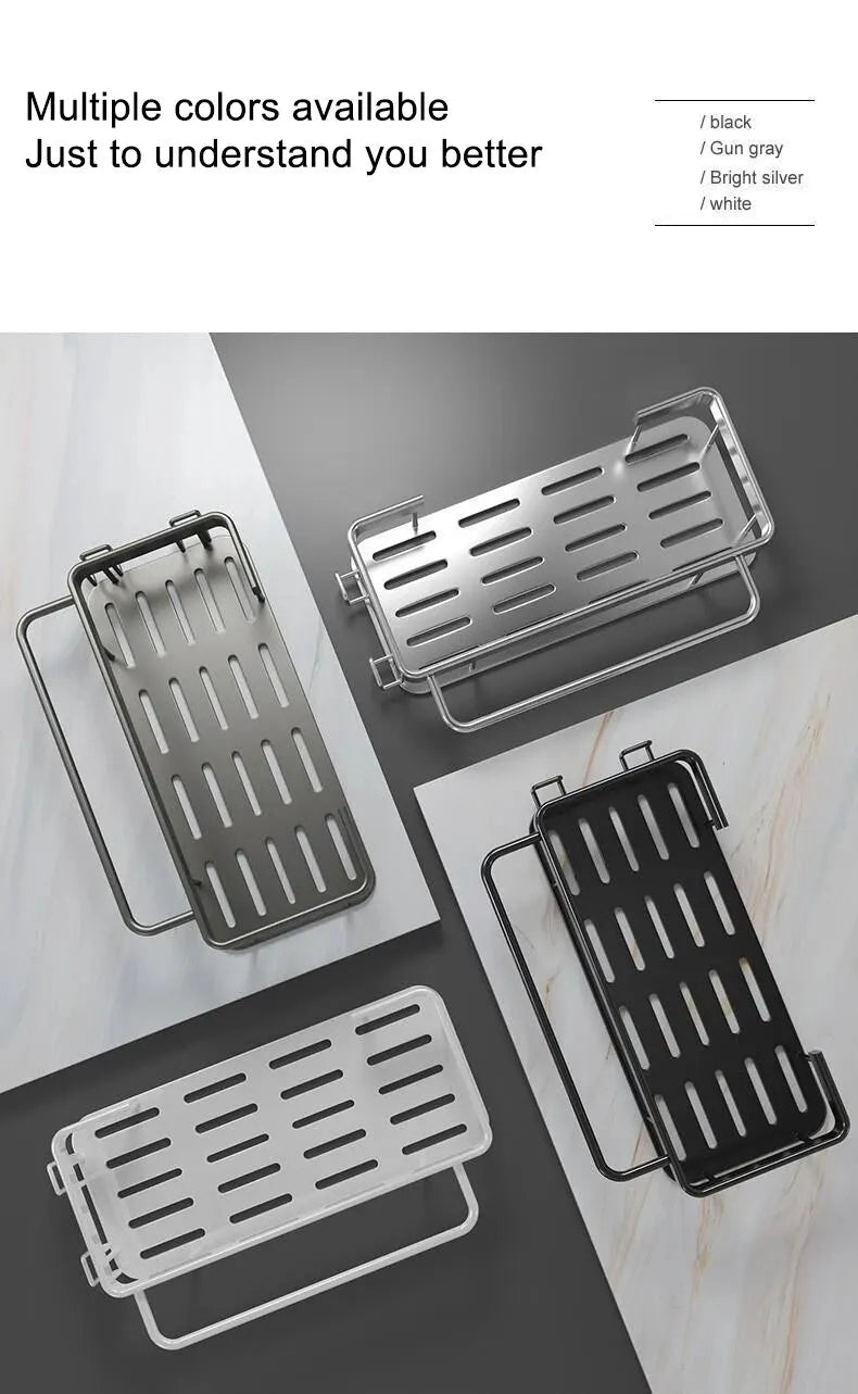 1pc Kitchen Aluminium Sink Drain Rack Shelf Basket Organizer Kitchen Accessories Sponge Storage Faucet Holder Soap Drainer