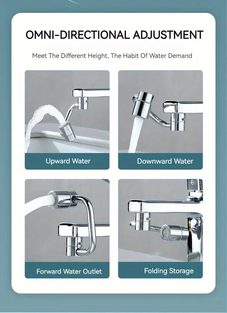 1080° Swivel Faucet Extender Universal Splash-Proof Dual Spray Modes Rust-Proof Bathroom Sink Accessories with Adapter