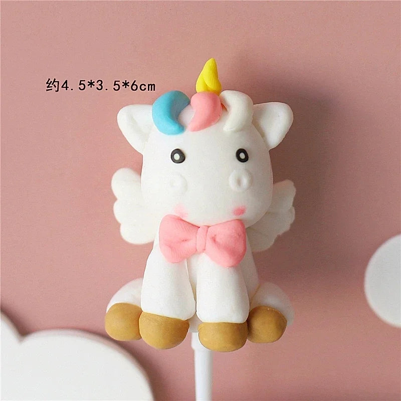 Rainbow Unicorn Cake Topper  Girl Baby Shower Birthday Decoration Kids Liked Unicorn Theme Decor Cupcake Party Baking Supplies
