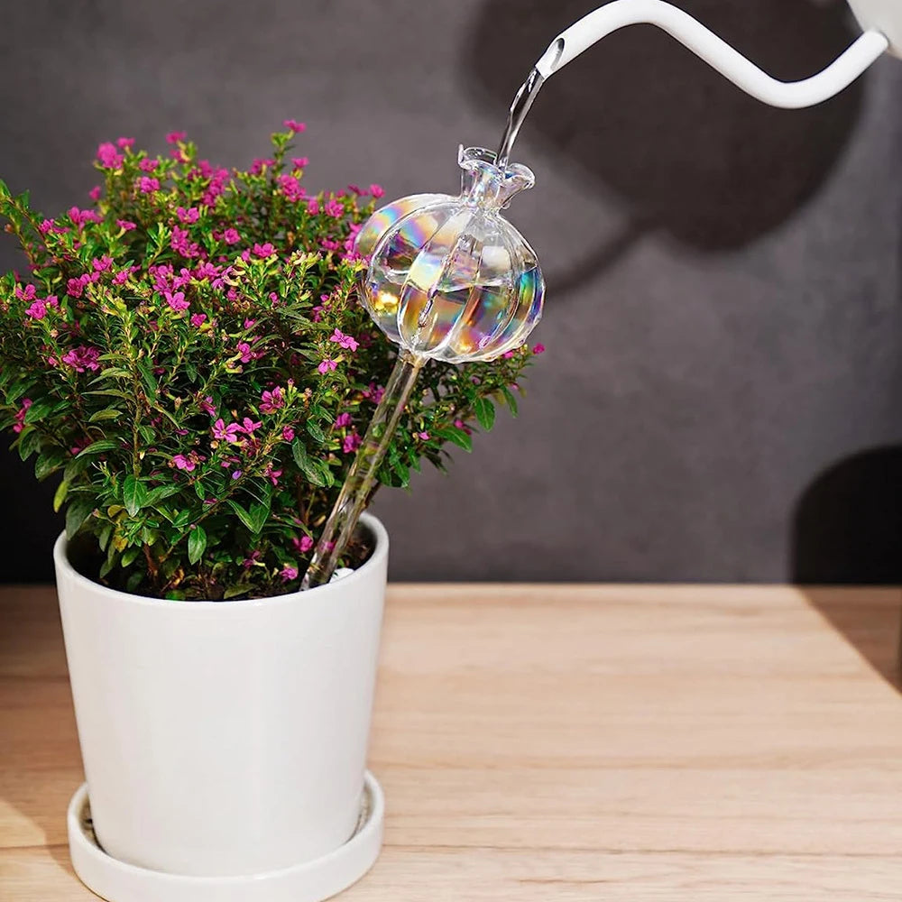 2PCS Pomegranate Flower Watering Machine Glass Creative Modeling Watering Machine Pot Lazy Watering Machine