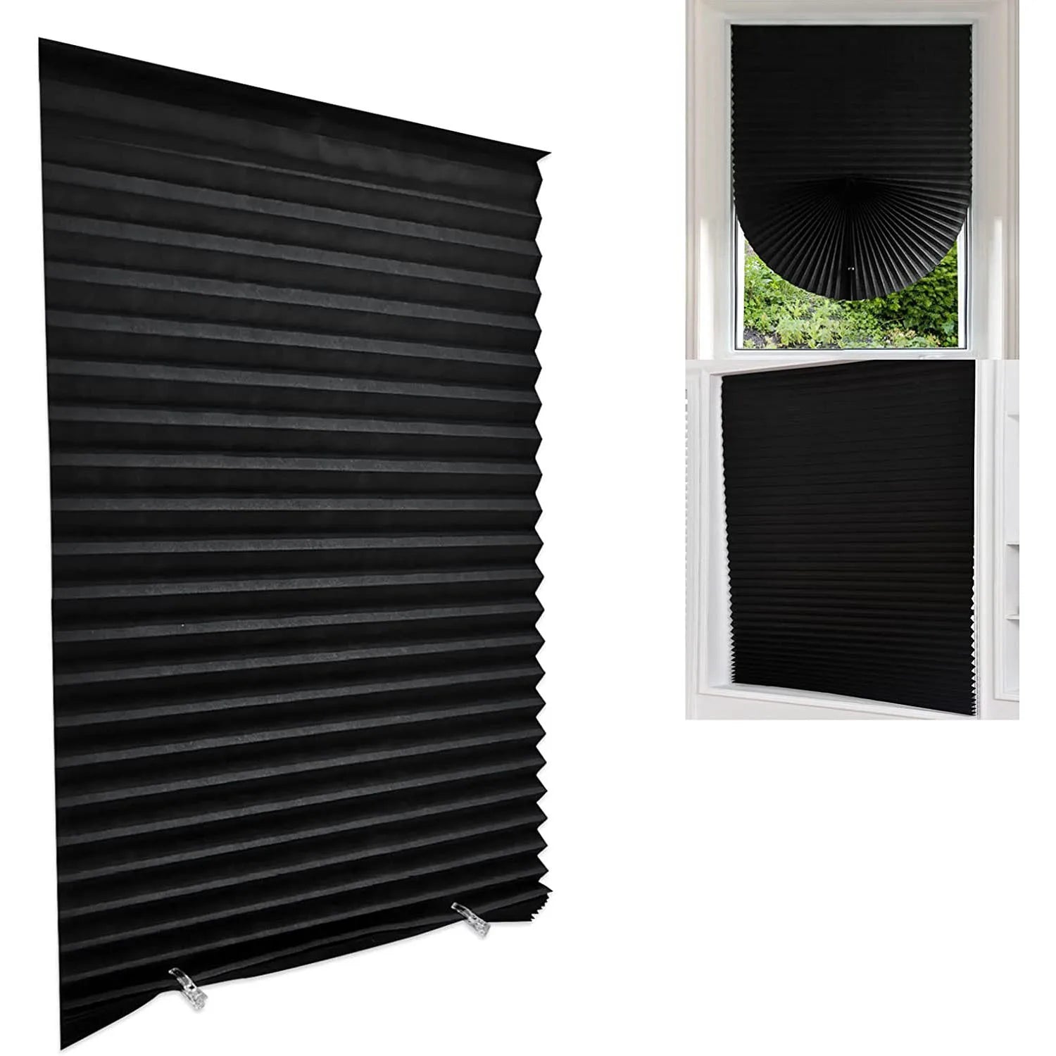 Blind for Window Self Adhesive Pleated Blinds Cordless No Drill Fabric Blinds Room Darkening Shades Blackout Shades for Bathroom
