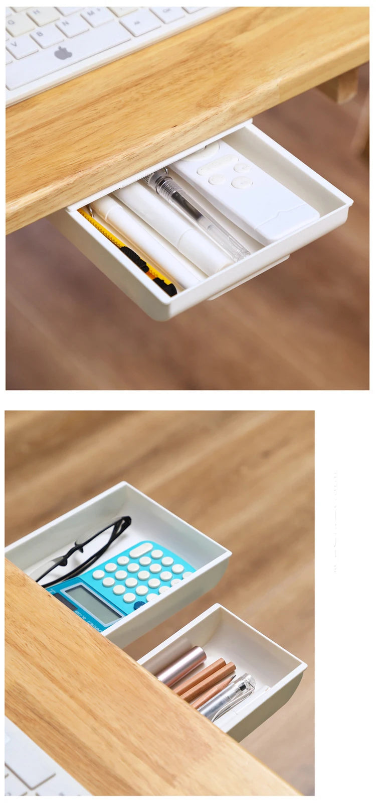 Hidden Storage Box Desk Storage Drawer Self-Adhesive Plastic Table Storage Holder Simple Sundries Cosmetics Stationery Organizer