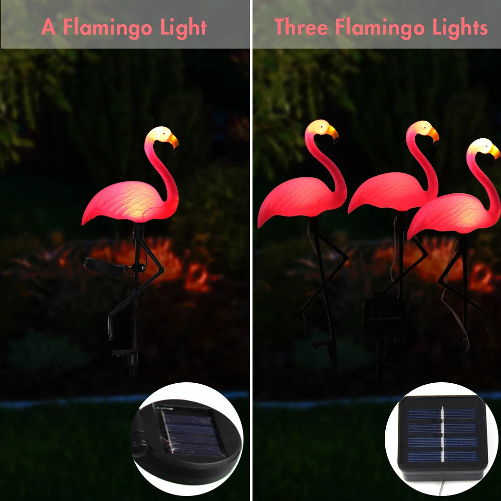Solar Flamingo Light Garden Ornament Outdoor Waterproof Lawn Lamp Landscape Yard Light Patio Walkway Decoration Party Supplies
