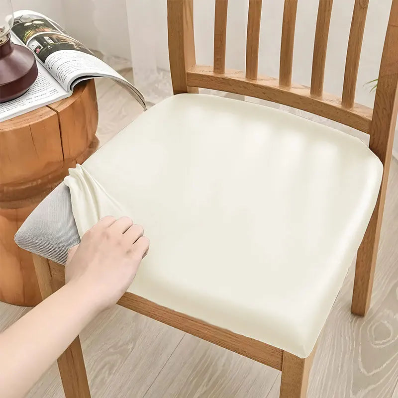 aterproof PU Chair Cushion Cover For Kitchen Dining Room Leather Seat Cover Dining Room Chair Seat Cushion Cover Solid Color
