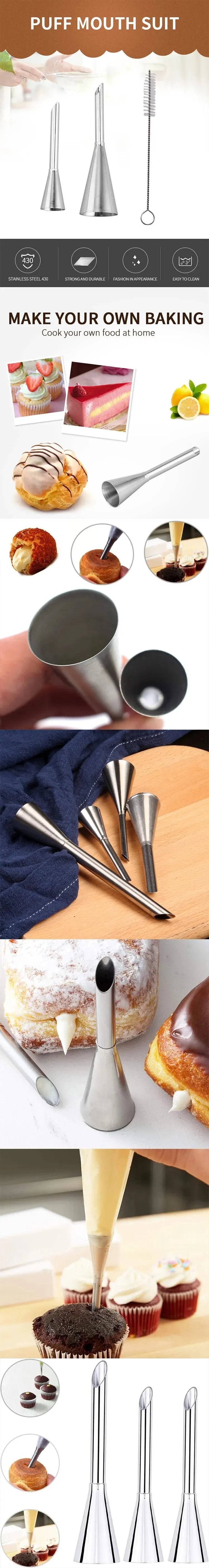 1PC Stainless Steel Puff Mouth Cake Puff Cream Flower Squeezer Western Pastry Cake Baking Tool Framed Mouth Baking Set Nozzle