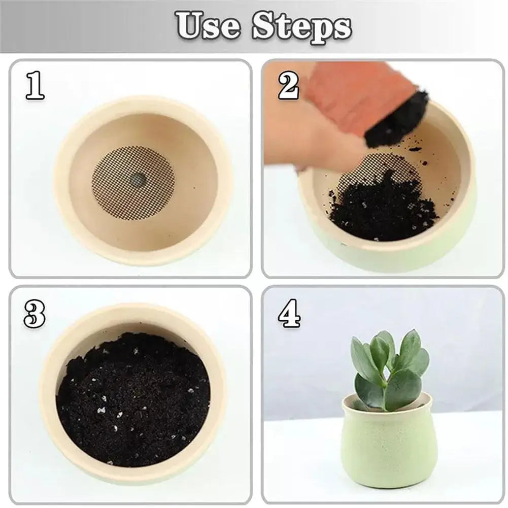 50 Pcs Flower Pot Hole Mesh Pad Breathable Bonsai Mesh Drainage Screens Bonsai Pot Bottom Grid Mat Drainage Mesh Hole Screen