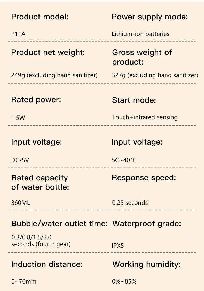 HQ Automatic Soap Dispenser bathroom accessories Automatic Liquid soap dispenser 360ML TYPE-C White 4 Level Foam Soap Dispenser