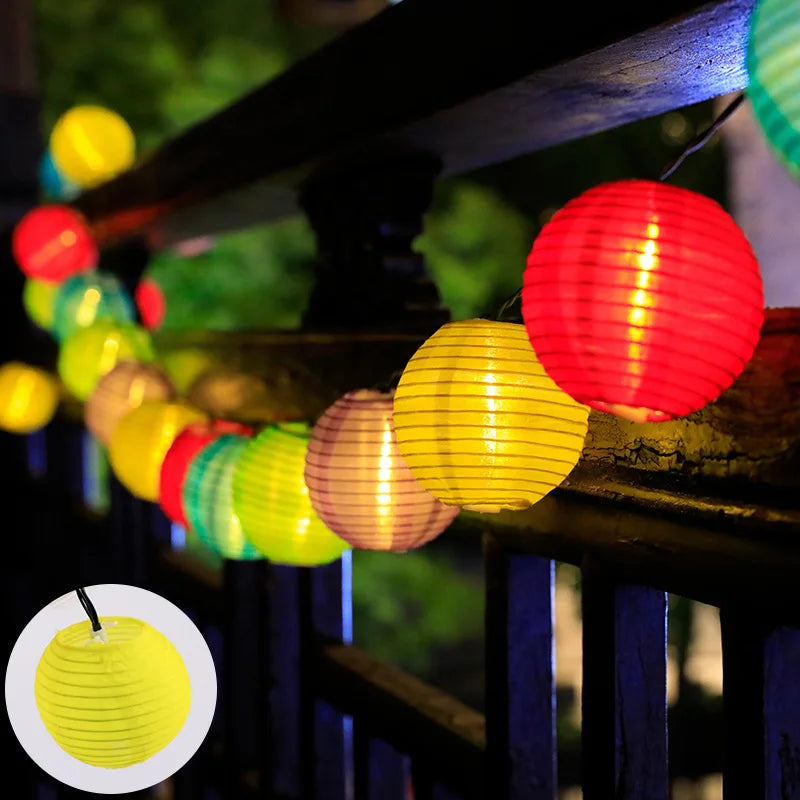 LED Solar Lantern String Lights Outdoor Garland Fairy Lights Solar Powered Garden Decorative Light for Christmas Wedding Party