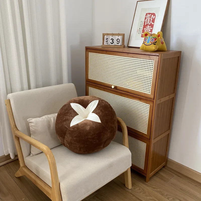 Thickened Cushion with Tomato-Shaped Pillow Vegetable Mushroom Persimmon Round Cushion Pad for Window Seat Pillows for Bedroom