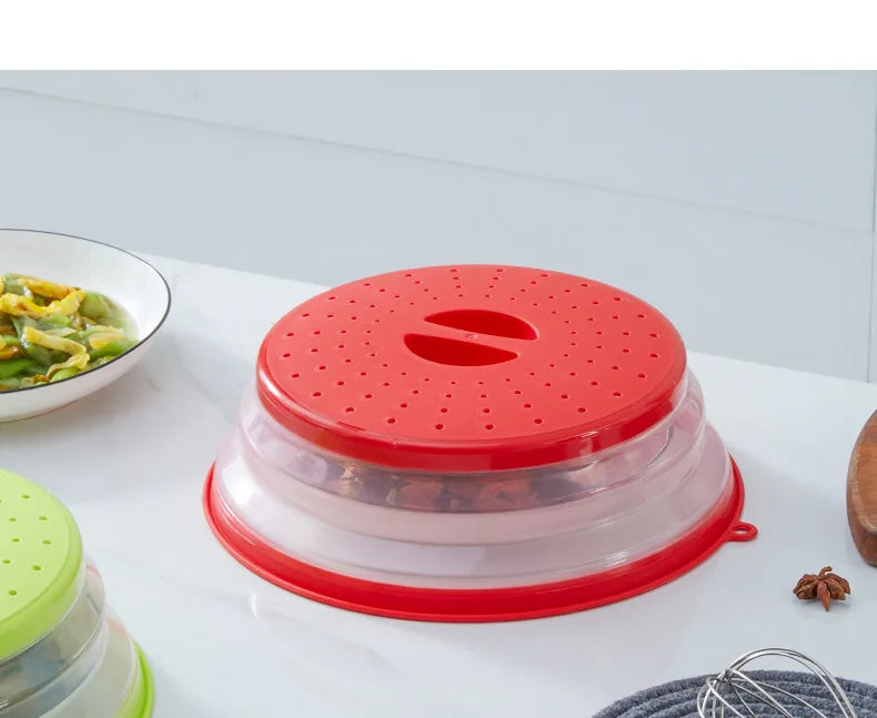 10.2 inch Microwave Plate Cover 2 In 1 Cover as Splatter Guard Collapsible Lid for Plate Dish Bowl Multi-Purpose Kitchen Gadget