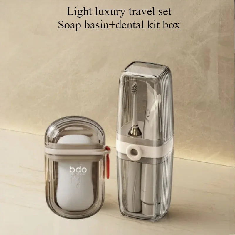 1 set of portable travel soap box and toothbrush holder set - durable plastic, perfect for camping, bathroom accessories