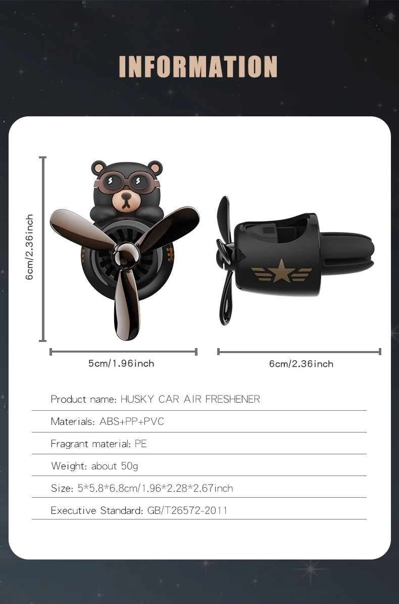Rotating airplane pilot bear car air fresheners accessories interior decorations fan vent clips perfume fragrance diffuser aroma