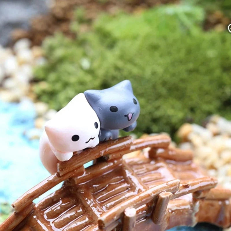 6Pcs/Set Cartoon Lucky Cat  Home Garden Bonsai Decorations Miniatures Gift Lovely Micro Landscape Kitten Miniature Craft