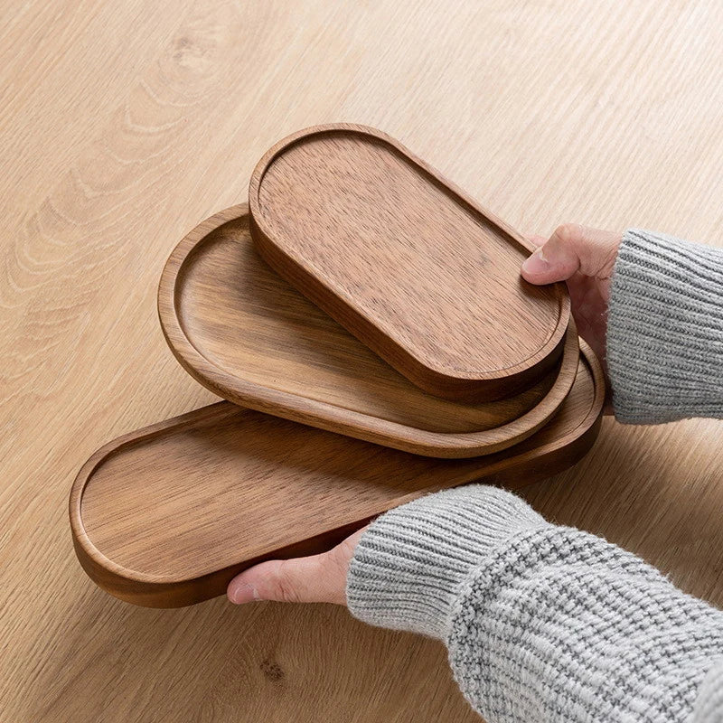 Tableware Solid Wood Food Tray Round Rectangle Dessert Plate Japanese-style Wooden Snack Fruit Tea Saucer Pallet Bread Board