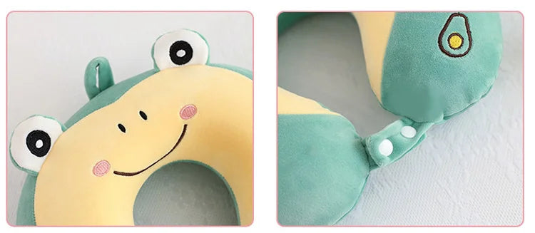 Cartoon Neck Pillow Memory Cotton U-shaped Soft Fluffy Travel Pillow Car Airplane Office Lunch Break Comfortable Sleep Headrest