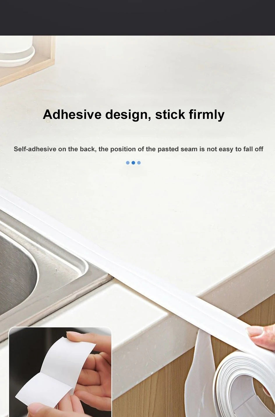 3.2M Bath Caulk Tape Self Adhesive PVC Oil-Proof Kitchen Sink Edge Corner Wall Sticker Waterproof Toilet Sealing Strip Tape