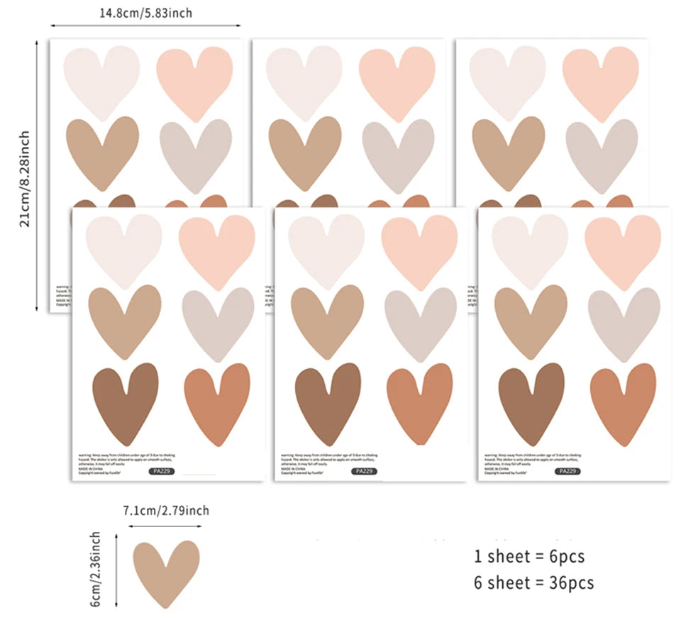 Boho Hearts Creative Wall Sticker For Children Baby Girls Boys Room Nursery Wall Art Decals Vinyl Mural Kids Bedroom Home Decor