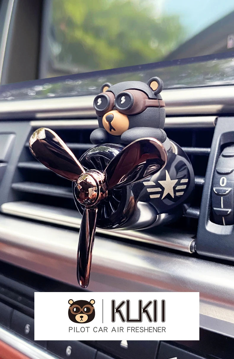 Rotating airplane pilot bear car air fresheners accessories interior decorations fan vent clips perfume fragrance diffuser aroma