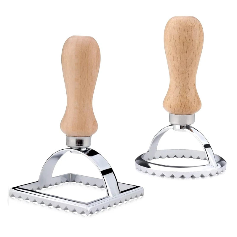 1pc/2pcs/4pcs/5pcs Ravioli Stamp Maker Cutter with Roller Wheel Wooden Handle for Ravioli, Pasta, Dumplings Lasagna, Pierogi