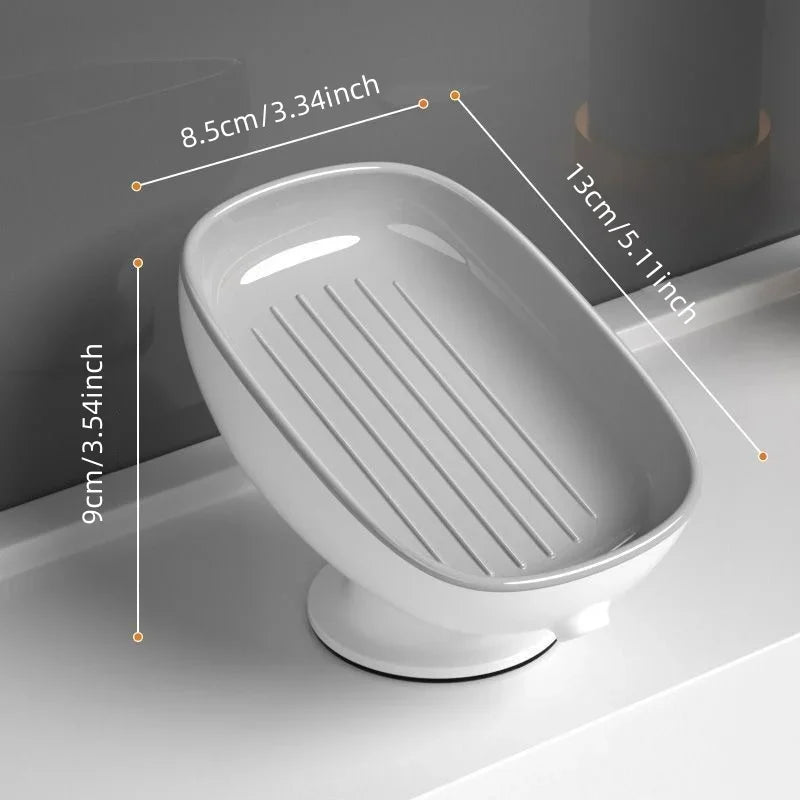 1Pcs Bathroom Soap Dishes Holder Self Draining Soap Box with Super Suction Portable Soap Container for Bathroom Accessories